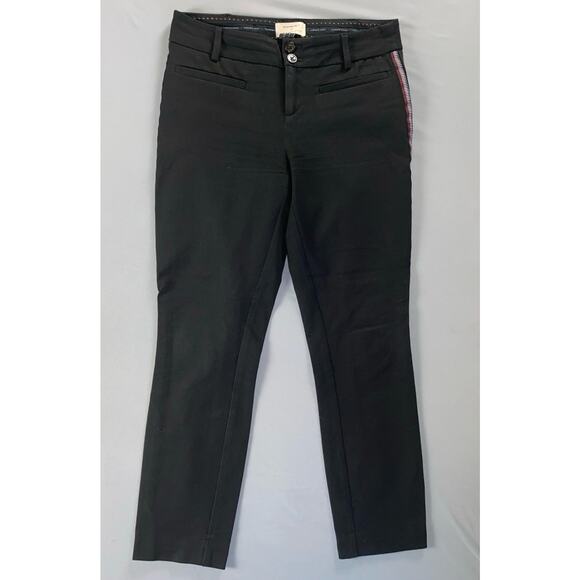 Anthropologie The Essential Slim Stretch Chino Pants. Black, Tux Stripes. Size 0 - Picture 1 of 5